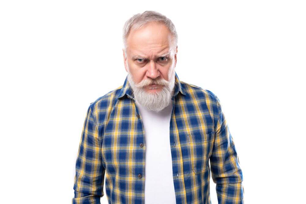 aggression in dementia man frown